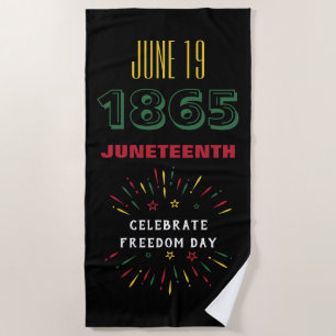 June 19 1865 Juneteenth Black History Fireworks Beach Towel