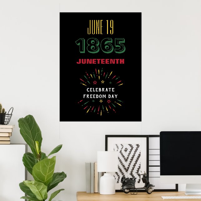 June 19 1865 Juneteenth Black History Fireworks Poster (Home Office)