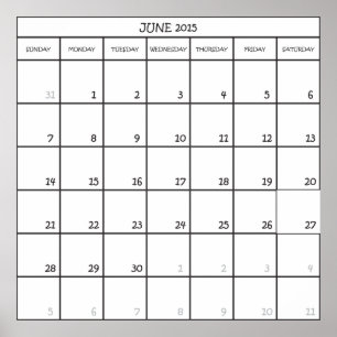 JUNE 2015 PLANNER CALENDAR POSTER