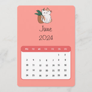 June 2024 Stand Alone Cat And Plant Calendar Menu