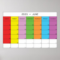 June 2025 colour days calendar planer