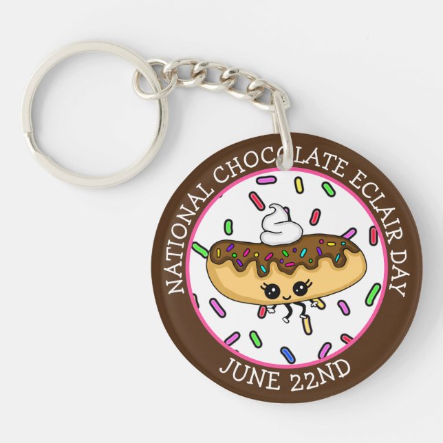 June 22nd National Chocolate Éclair Day   Key Ring (Front)