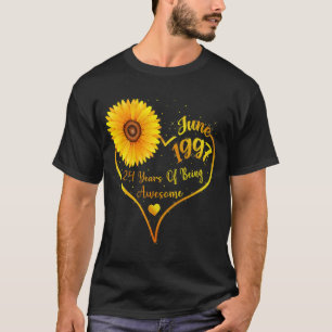 June 24th Birthday women 1997 Sunflower Girls T-Shirt
