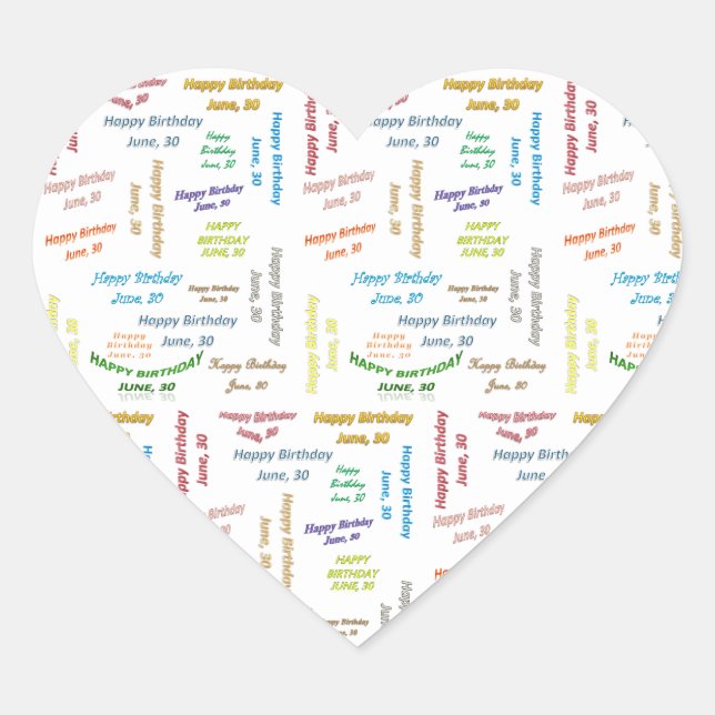 June, 30 Birthday Sticker (Front)