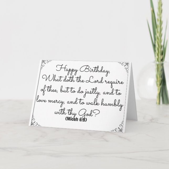 June 8 Bible Birthday card with Micah Verse (Front)
