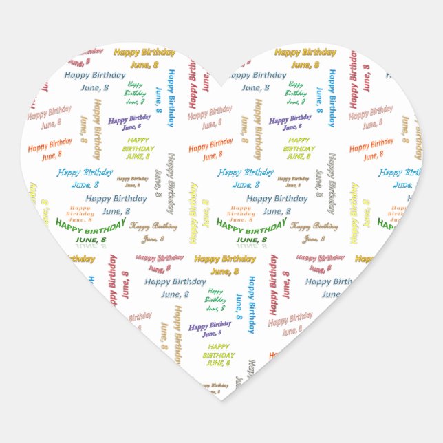 June, 8 Birthday Sticker (Front)