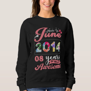 June 8 Year Old Vintage 2014 8th Birthday Sweatshirt