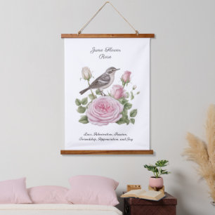 June Birth Month Flower Rose Elegant Birthday Hanging Tapestry