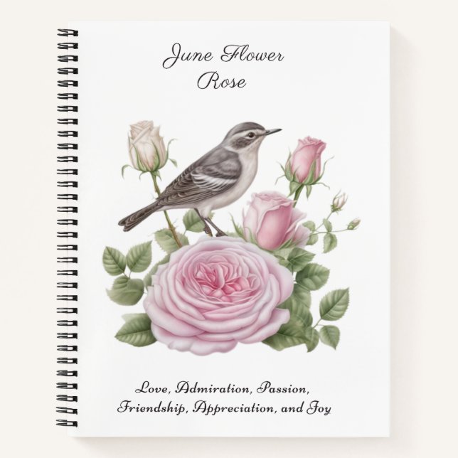 June Birth Month Flower Rose Elegant Birthday Notebook (Front)