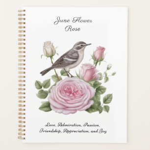 June Birth Month Flower Rose Elegant Birthday Planner