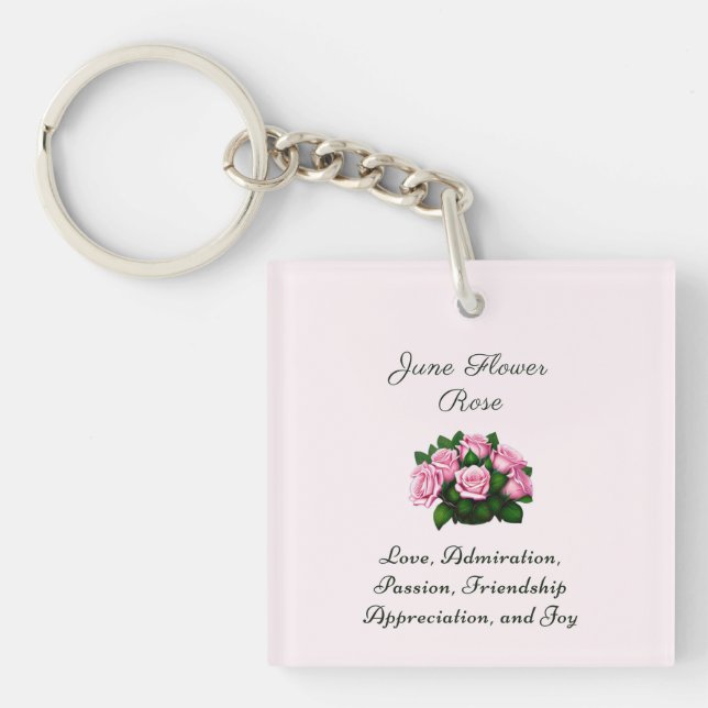 June Birth Month Flower Rose Timeless Floral  Key Ring (Front)