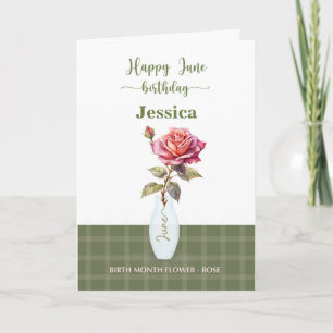 June Birthday Birth Month Flower Rose Card