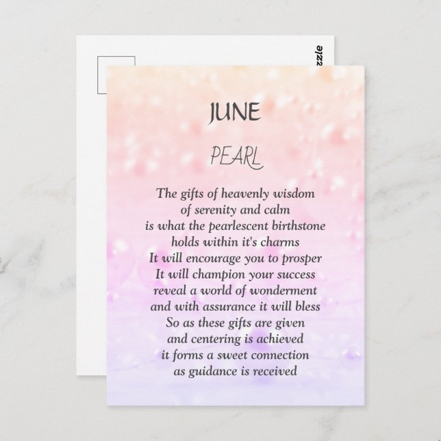 June birthday birthstone Pearl  Postcard (Front/Back)