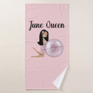 June Birthday Card June Queen Bath Towel