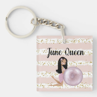 June Birthday Card June Queen Key Ring