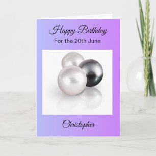 June Birthday Card - Pearls