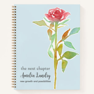 June Birthday Flower Journal Pink Rosebud Stem