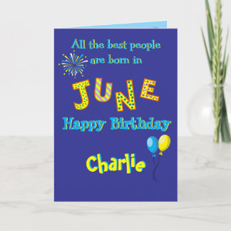 June Birthday Folded Greeting Card