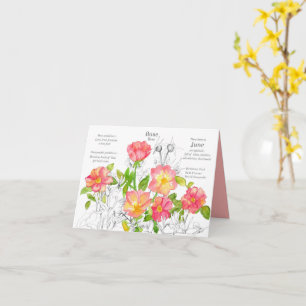 June Birthday Honeysuckle Rose Birth Flower Blank  Card