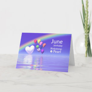 June Birthday Pearl Heart Card