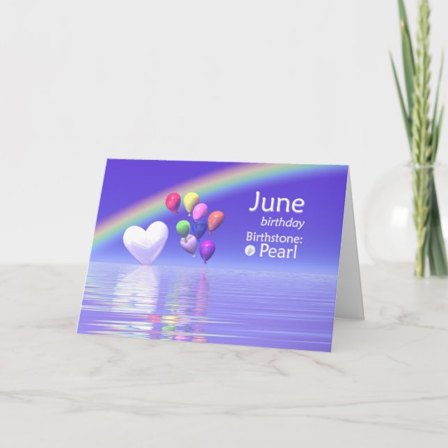 June Birthday Pearl Heart Card (Front)
