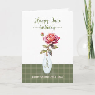 June Birthday Rose Birth Month Flower Violet Card