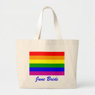 June Bride/Gay Pride Large Tote Bag