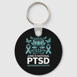 June Is National Ptsd Awareness Month Teal Ribbon Key Ring