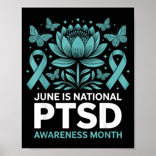 June Is National Ptsd Awareness Month Teal Ribbon Poster