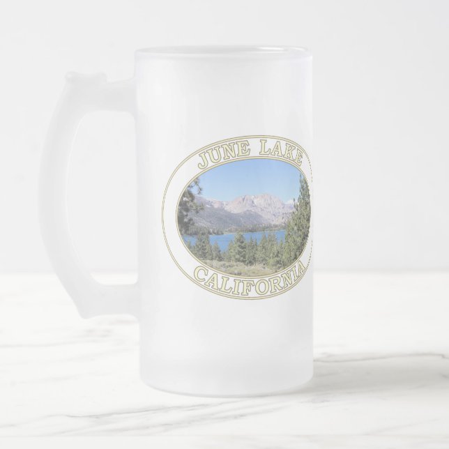 June Lake and Eastern Sierra Nevada Mountains Frosted Glass Beer Mug (Left)