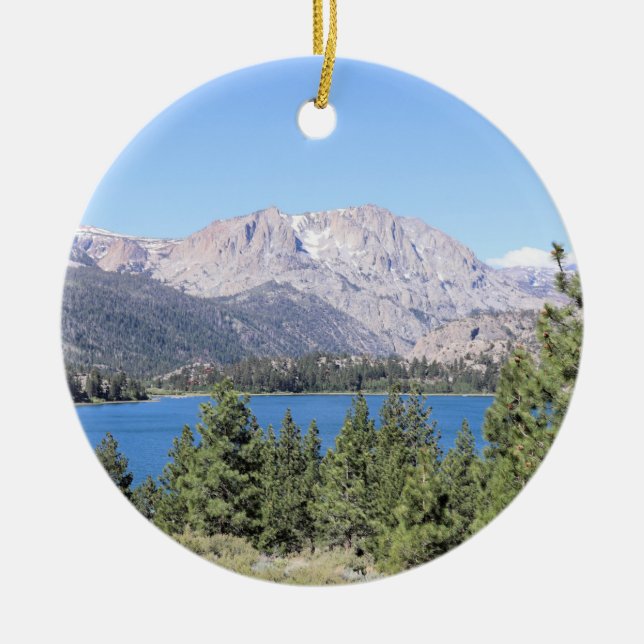 June Lake & Eastern Sierra Nevada Mountains, CA Ceramic Tree Decoration (Front)