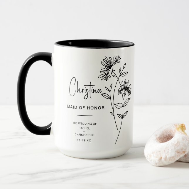 June Maid of Honour | Honeysuckle Birth Flower Mug (With Donut)