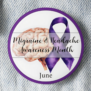 June Migraine & Headache Awareness Month 6 Cm Round Badge