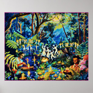 June Naive Folk Art Spring Celebration Poster