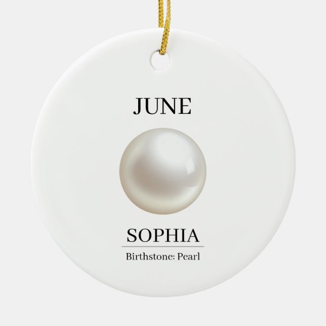 June Pearl Personalized Birthday Ceramic Tree Decoration (Front)