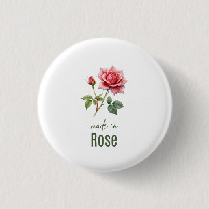 June Rose Birth Flower Flat Thank You  3 Cm Round Badge