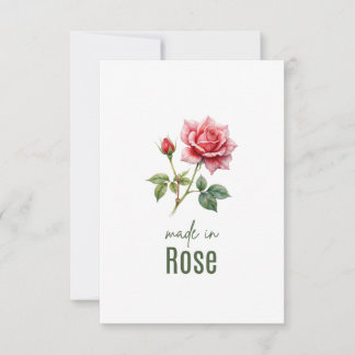 June Rose Birth Flower Flat Thank You Card