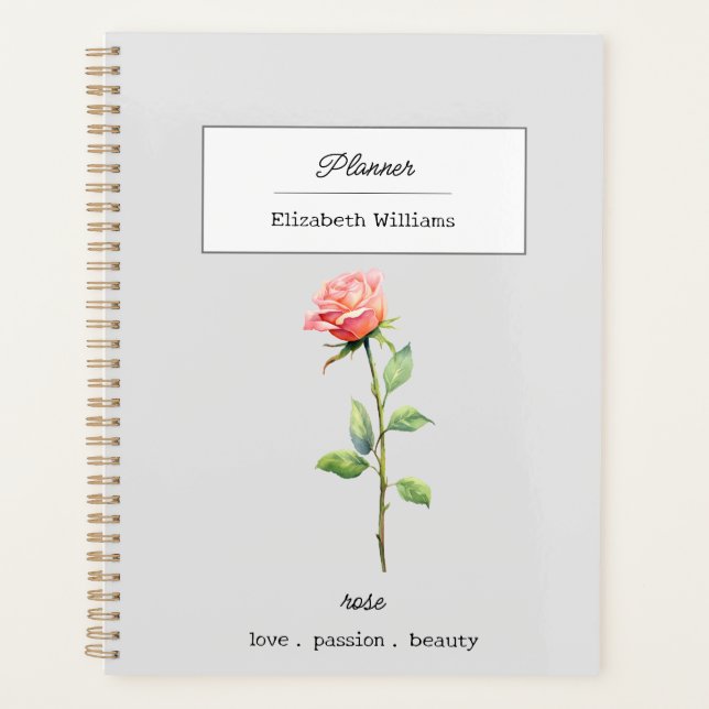JUNE ROSE BIRTH FLOWER PERSONALIZED PLANNER (Front)