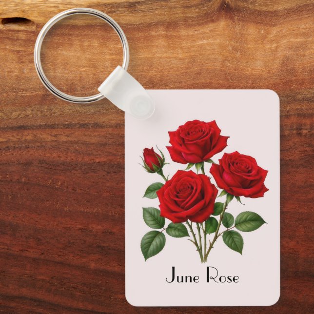 June Rose Flowers  Key Ring (Front)