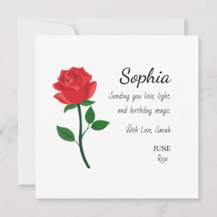 June Rose Personalised Birthday Card