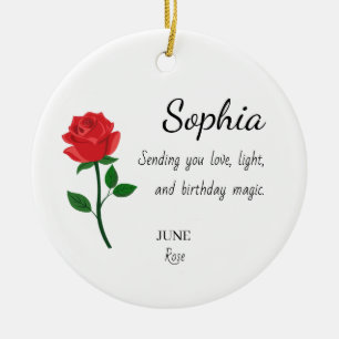 June Rose Personalized Birthday Ceramic Tree Decoration