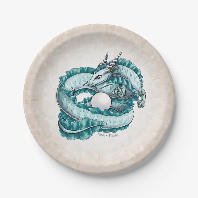 June’s Birthstone Dragon: Pearl Paper Plate (Front)