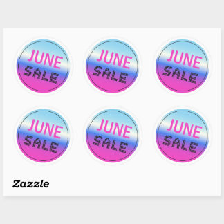 June Sale Gradient Holographic Style Sticker Set