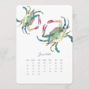 June Stand Alone Calendar Blue Crab Menu