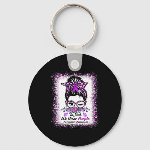 June We Wear Purple Alzheimerheimer Awareness Mess Key Ring