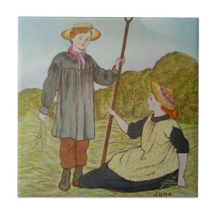 June Wedgwood Months of Year Hand Coloured Repro Tile