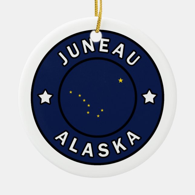 Juneau Alaska Ceramic Tree Decoration (Front)