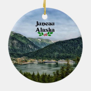 Juneau, Alaska, Christmas design Ceramic Tree Decoration