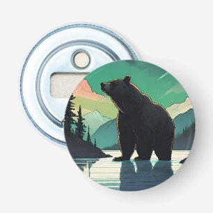 Juneau Alaska grizzly bear aurora northern lights Bottle Opener