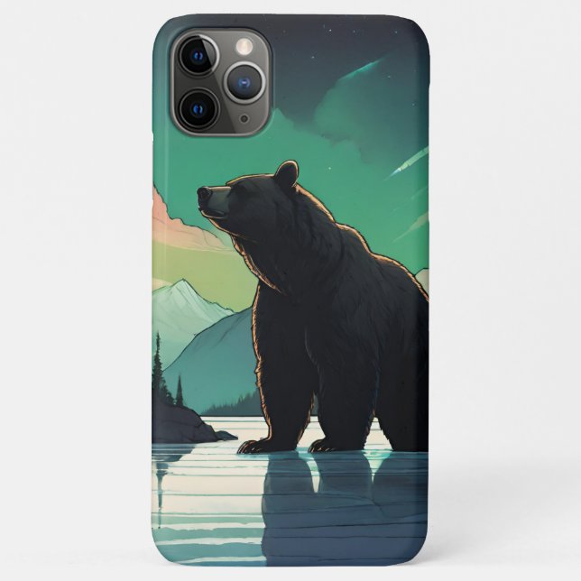 Juneau Alaska grizzly bear aurora northern lights  Case-Mate iPhone Case (Back)